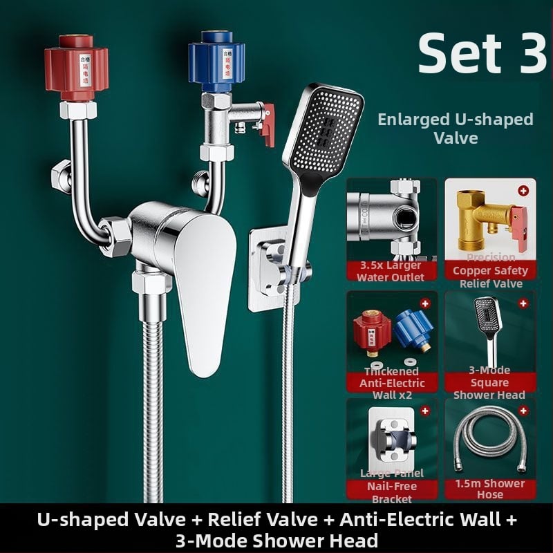 Elektrický miešací ventil na vodu s U-tvarom, meďový korpus, chrómovaný povrch, keramické diskové jadro ventilu, CE certifikát