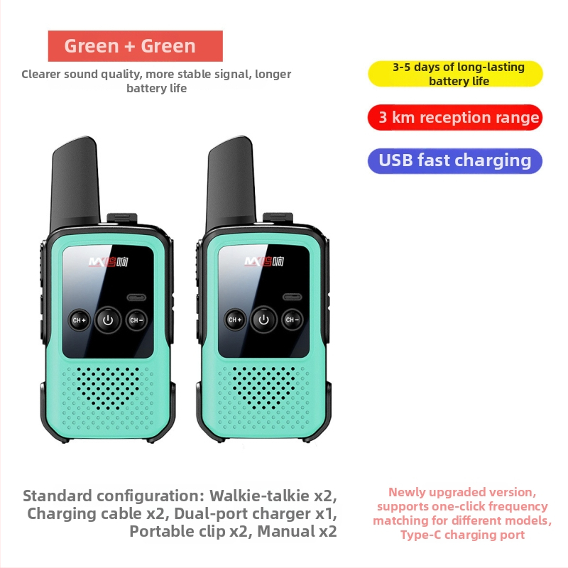 Kézi Walkie-Talkie – Mini, hosszú hatótávolság 5–10 km, 400–470 MHz, 16 csatorna, kimeneti teljesítmény 5 W