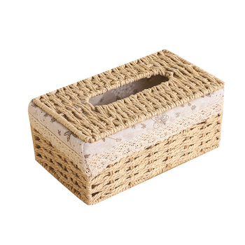 Többfunkciós asztali papírzsebkendő-doboz – kézzel fonott, fűzfa/szalma/bambusz anyagból, asztali, pásztor-stílusú, nappaliba