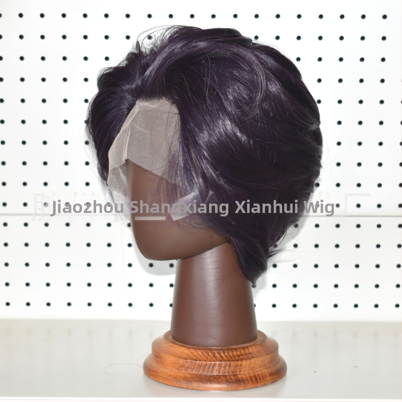 Cosplay paróka csipés elülsővel, rövid haj, hőálló szálak, kézzel szőtt elülső rész