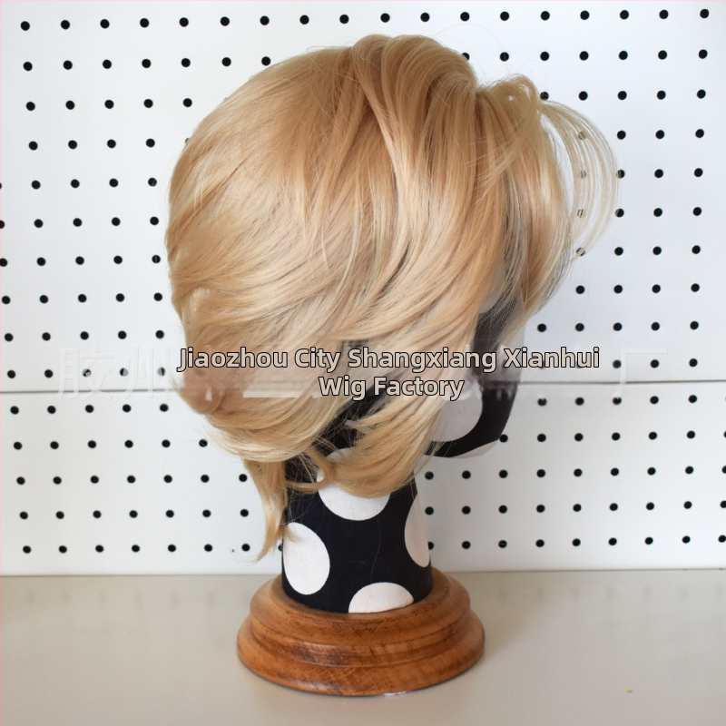 Cosplay paróka csipés elülsővel, rövid haj, hőálló szálak, kézzel szőtt elülső rész