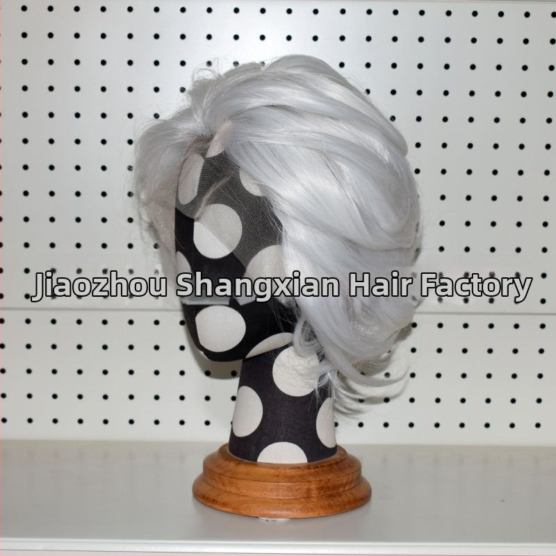 Cosplay paróka csipés elülsővel, rövid haj, hőálló szálak, kézzel szőtt elülső rész