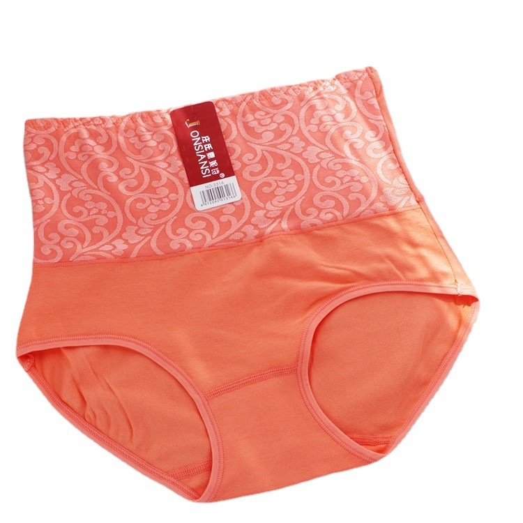 Női 100% pamut magas derekú fehérnemű – haskörfeszítés és popsiemelés, egyszínű, sima szövés