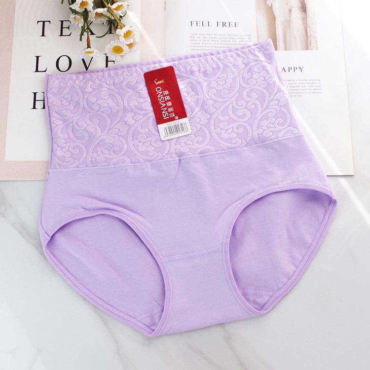 Női 100% pamut magas derekú fehérnemű – haskörfeszítés és popsiemelés, egyszínű, sima szövés