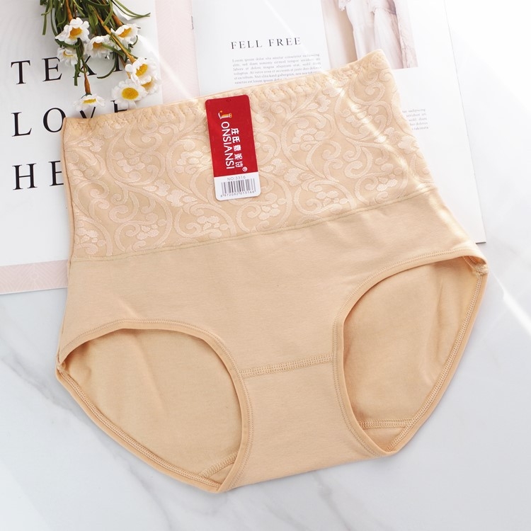 Női 100% pamut magas derekú fehérnemű – haskörfeszítés és popsiemelés, egyszínű, sima szövés