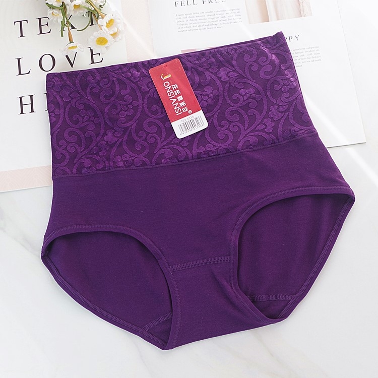 Női 100% pamut magas derekú fehérnemű – haskörfeszítés és popsiemelés, egyszínű, sima szövés