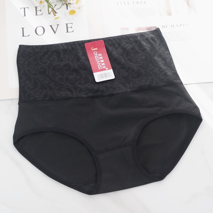 Női 100% pamut magas derekú fehérnemű – haskörfeszítés és popsiemelés, egyszínű, sima szövés