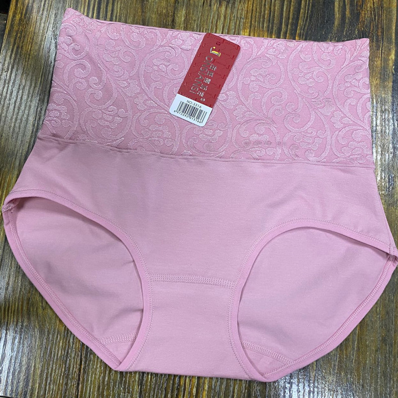 Női 100% pamut magas derekú fehérnemű – haskörfeszítés és popsiemelés, egyszínű, sima szövés