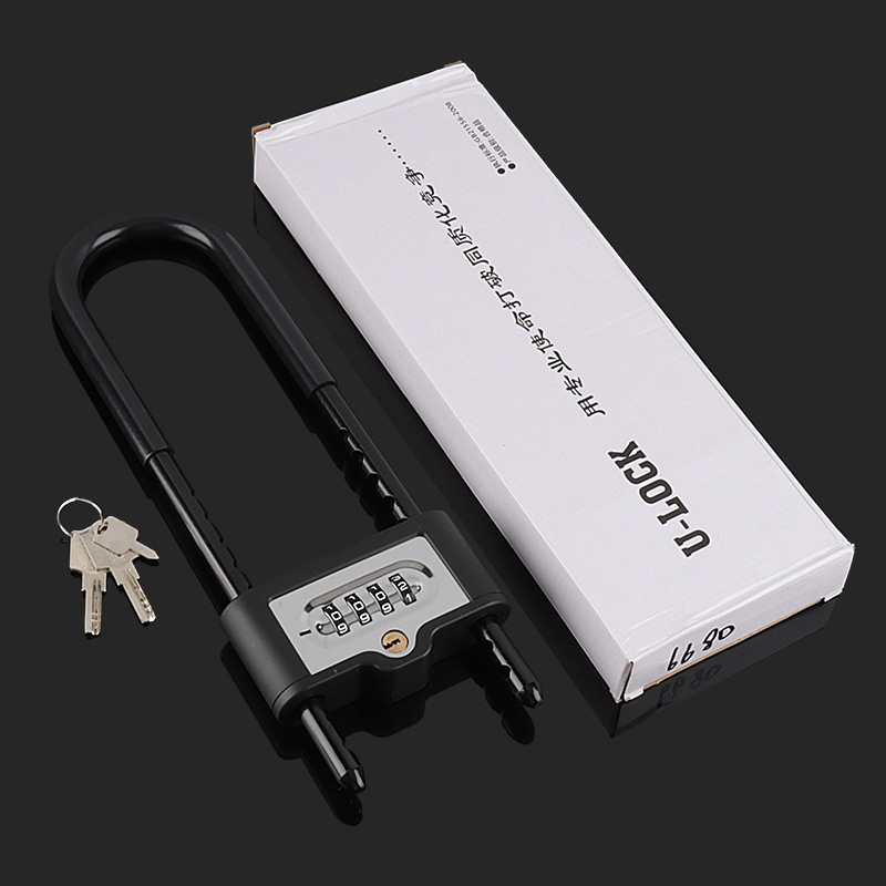 U-oblik digitalni zaključavač za staklena vrata - čelik, model: U-Shaped Password Lock, debljina šipke 13 mm, razmak šipki 74 mm