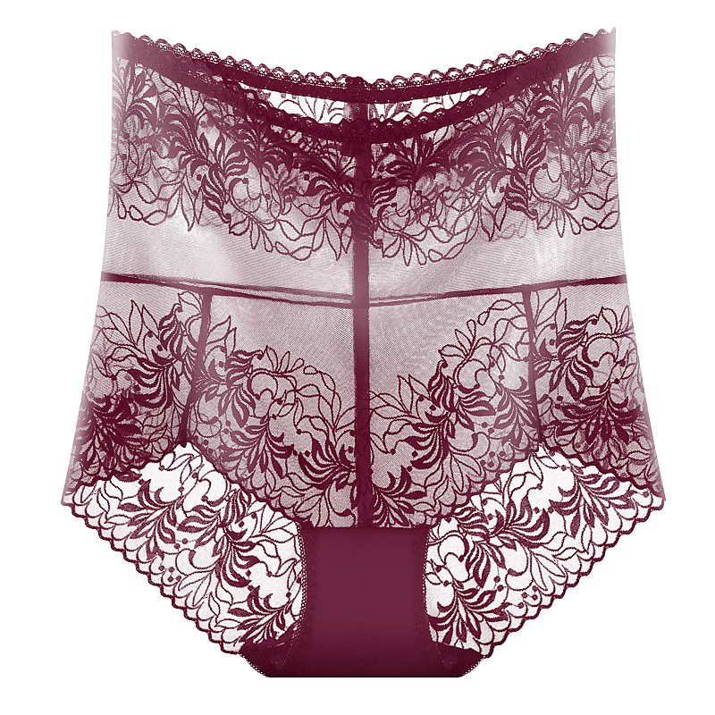 Γυναικεία δαντελένια εσώρουχα με ψηλή μέση για διαμόρφωση της κοιλιάς και ανύψωση γλουτών; διαπνοή, γρήγορο στέγνωμα; επένδυση από βαμβακερό καβάλο; νάιλον 70–80%