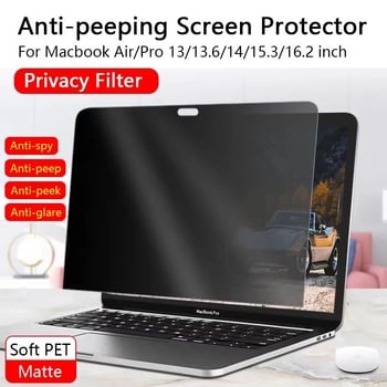 Protecție de ecran cu intimitate MacBook Air M2 – invizibil pe stânga și pe dreapta, folie adezivă de confidențialitate, Compatibil cu MacBook Air și MacBook Pro
