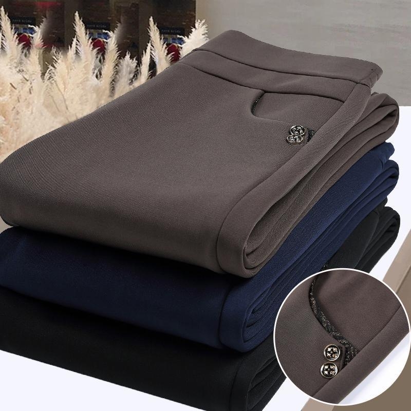 Dámske zimné nohavice s rovným strihom, elastický pás, hrubý polyester ≥95%, štýl temperament commuter