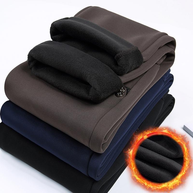 Dámske zimné nohavice s rovným strihom, elastický pás, hrubý polyester ≥95%, štýl temperament commuter