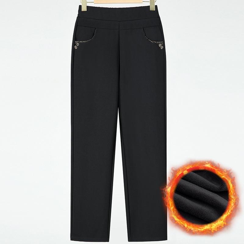 Dámske zimné nohavice s rovným strihom, elastický pás, hrubý polyester ≥95%, štýl temperament commuter
