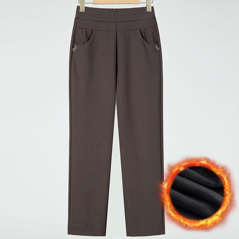 Dámske zimné nohavice s rovným strihom, elastický pás, hrubý polyester ≥95%, štýl temperament commuter