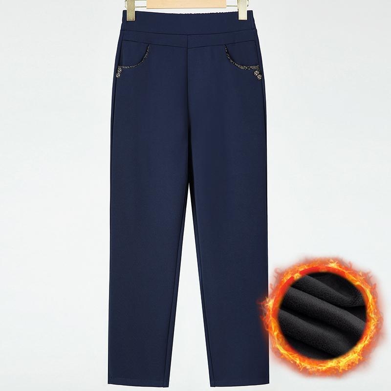 Dámske zimné nohavice s rovným strihom, elastický pás, hrubý polyester ≥95%, štýl temperament commuter