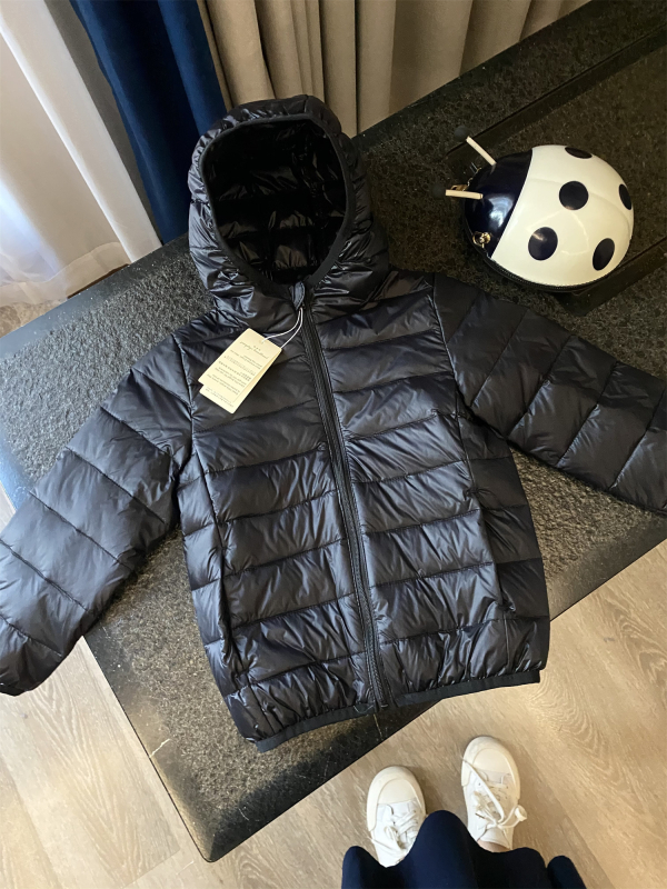 Koreai stílusú gyerek pehelydzseki, nylon külső, pamut bélés, kacsa pehelytöltés, újszülötteknek