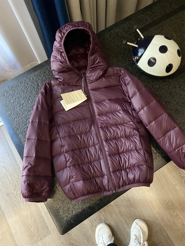 Koreai stílusú gyerek pehelydzseki, nylon külső, pamut bélés, kacsa pehelytöltés, újszülötteknek