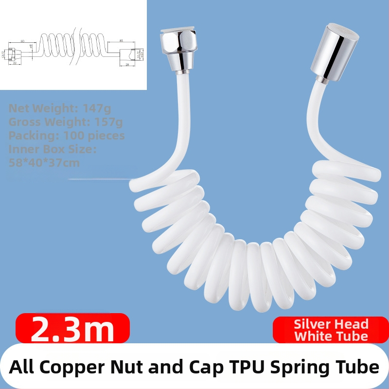 TPU teleskopická sprchová hadica, závitové pripojenie, model RG010, 1.6 MPa, mosadzový konektor