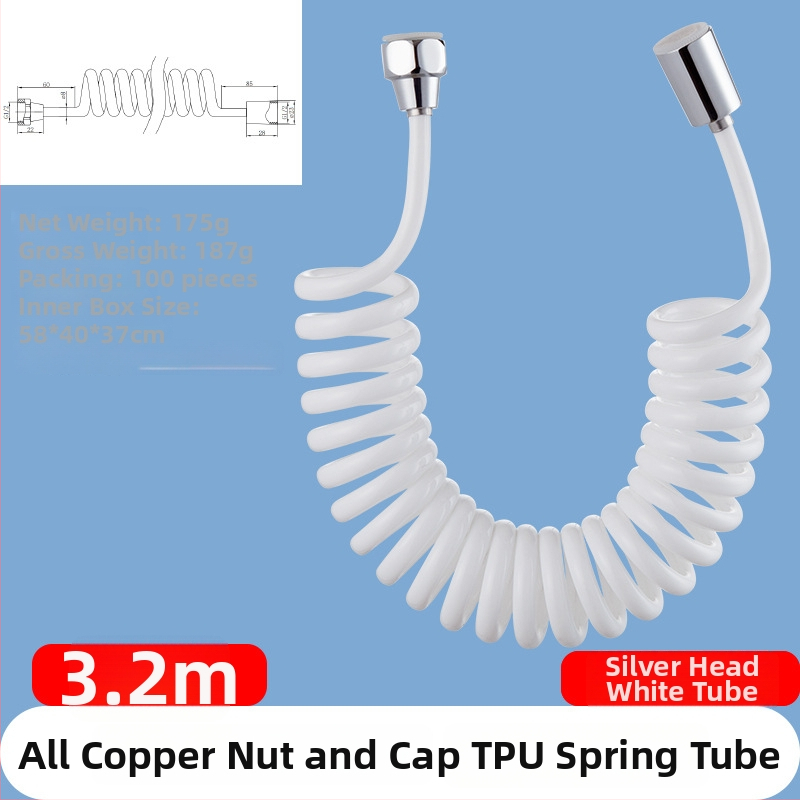 TPU teleskopická sprchová hadica, závitové pripojenie, model RG010, 1.6 MPa, mosadzový konektor