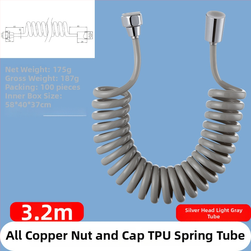 TPU teleskopická sprchová hadica, závitové pripojenie, model RG010, 1.6 MPa, mosadzový konektor