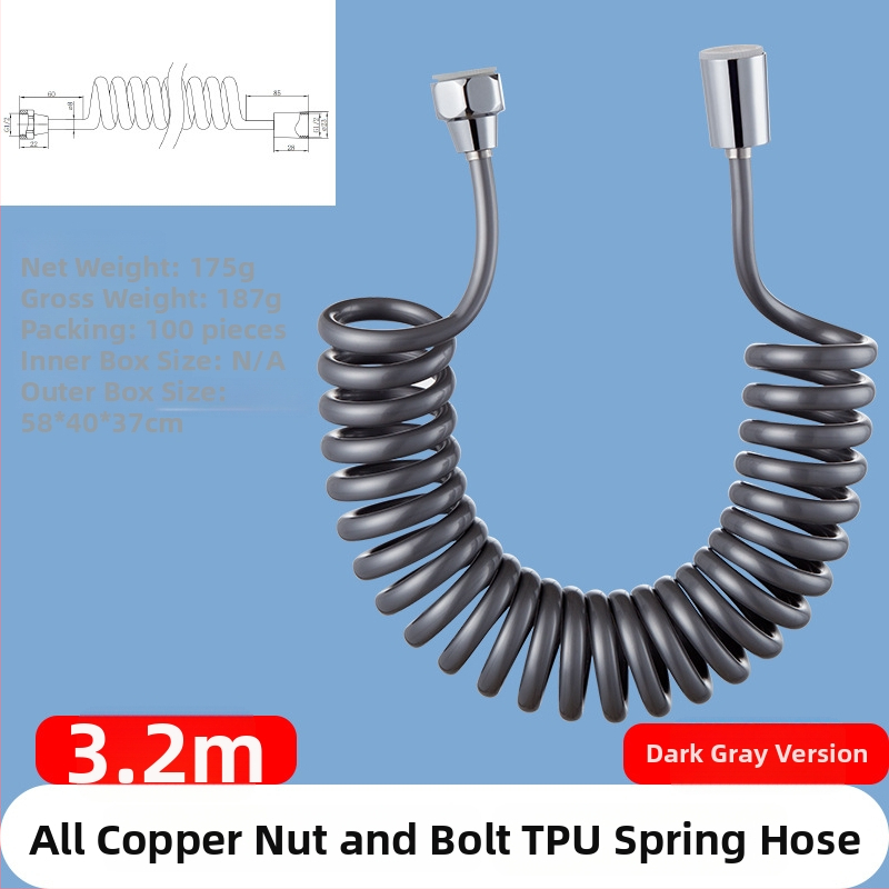 TPU teleskopická sprchová hadica, závitové pripojenie, model RG010, 1.6 MPa, mosadzový konektor