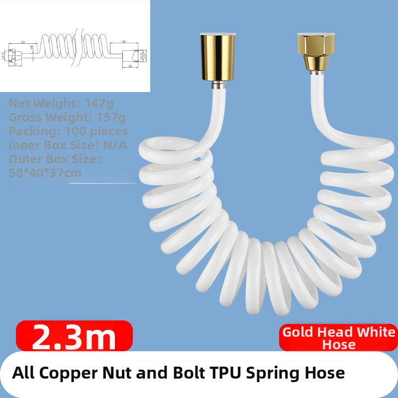 TPU teleskopická sprchová hadica, závitové pripojenie, model RG010, 1.6 MPa, mosadzový konektor