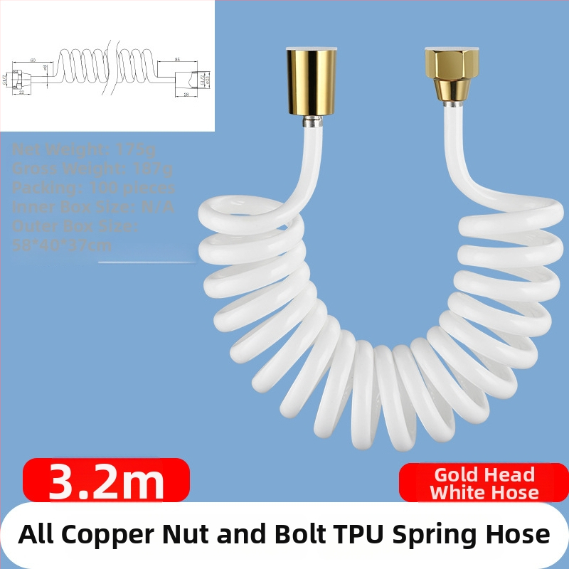 TPU teleskopická sprchová hadica, závitové pripojenie, model RG010, 1.6 MPa, mosadzový konektor