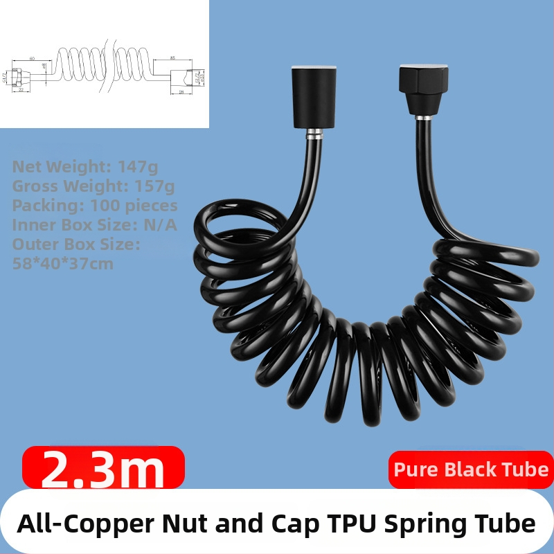 TPU teleskopická sprchová hadica, závitové pripojenie, model RG010, 1.6 MPa, mosadzový konektor