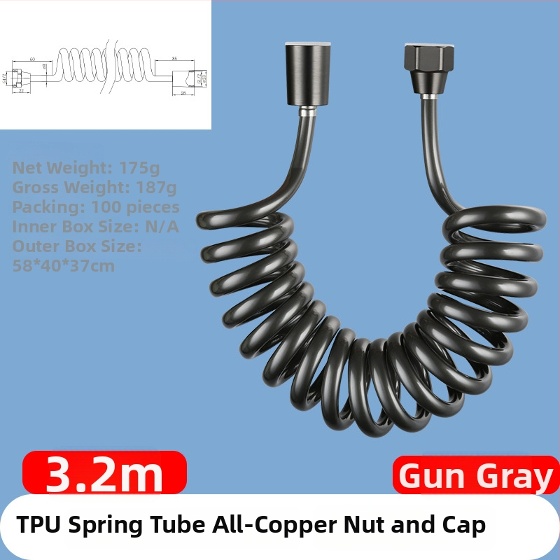 TPU teleskopická sprchová hadica, závitové pripojenie, model RG010, 1.6 MPa, mosadzový konektor