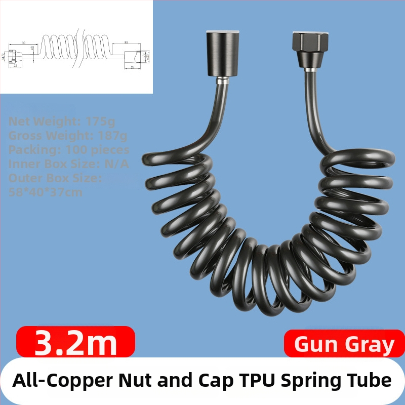 TPU teleskopická sprchová hadica, závitové pripojenie, model RG010, 1.6 MPa, mosadzový konektor