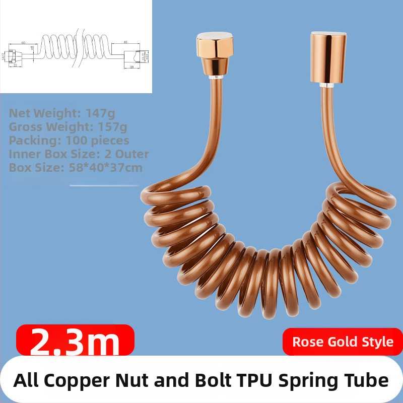 TPU teleskopická sprchová hadica, závitové pripojenie, model RG010, 1.6 MPa, mosadzový konektor
