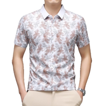 Риза с яка лафел, къс ръкав, полиестерова смесена тъкан, дигитален принт с модел разкъсани цветя, летен модел 2025