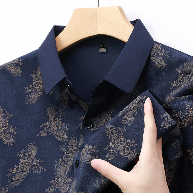 Риза с яка лафел, къс ръкав, полиестерова смесена тъкан, дигитален принт с модел разкъсани цветя, летен модел 2025