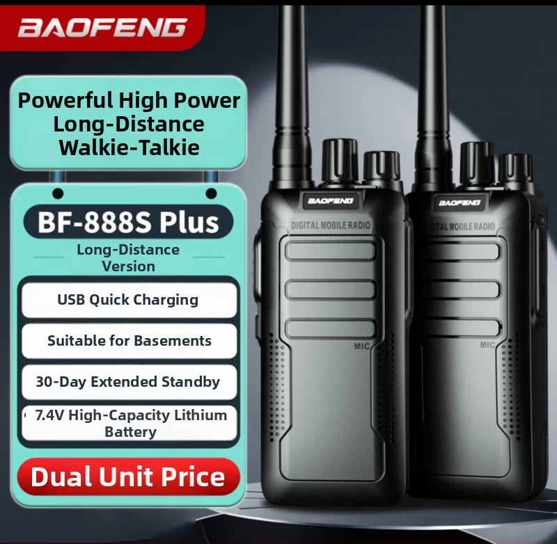 BF-888S PLUS analóg kézi walkie-talkie, dupla készlet, 5W, 16 csatorna, hatótáv 5–10 km
