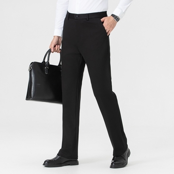 Muške vunene zimske hlače za poslovni casual stil, s visokim strukom, ravni kroj, zip sprijeda