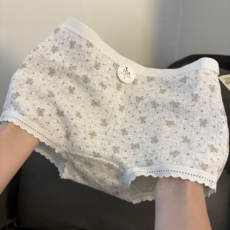 Dievčenské bavlnené boxerky s kvetinovým vzorom, antibakteriálne, stredná výška pásu