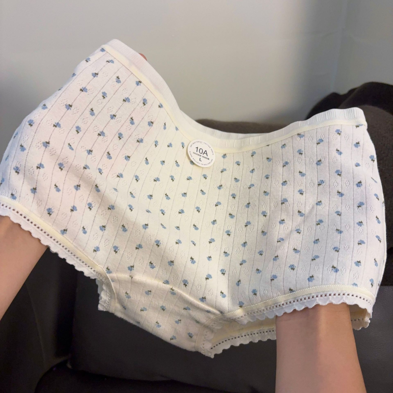 Dievčenské bavlnené boxerky s kvetinovým vzorom, antibakteriálne, stredná výška pásu