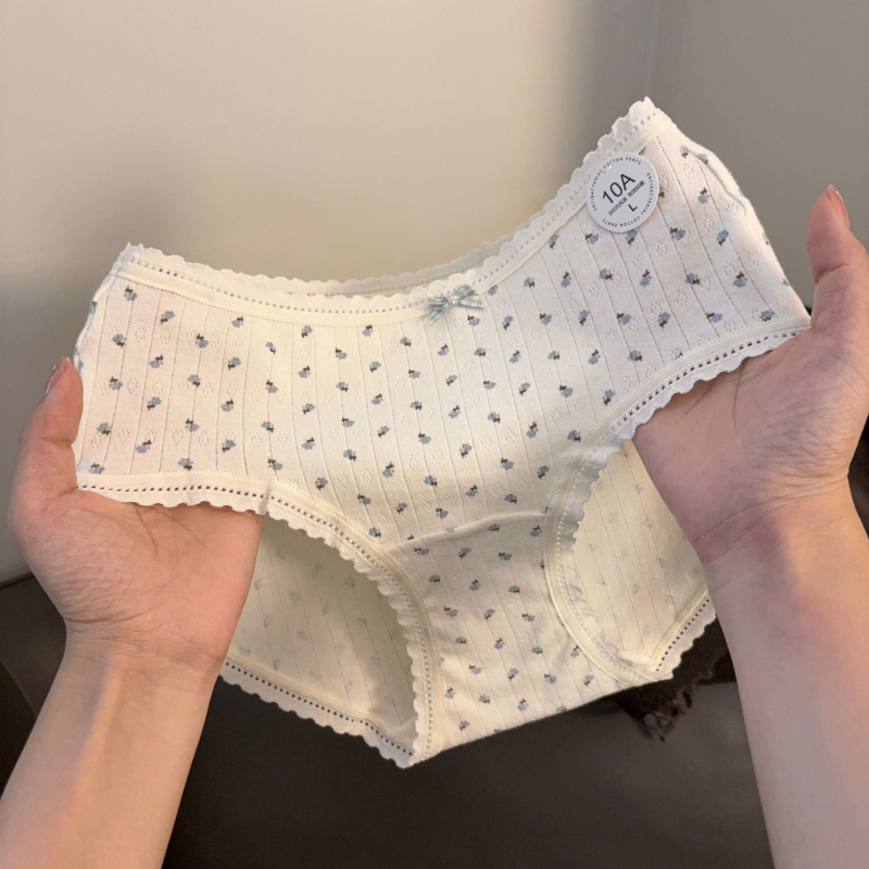 Dievčenské bavlnené boxerky s kvetinovým vzorom, antibakteriálne, stredná výška pásu