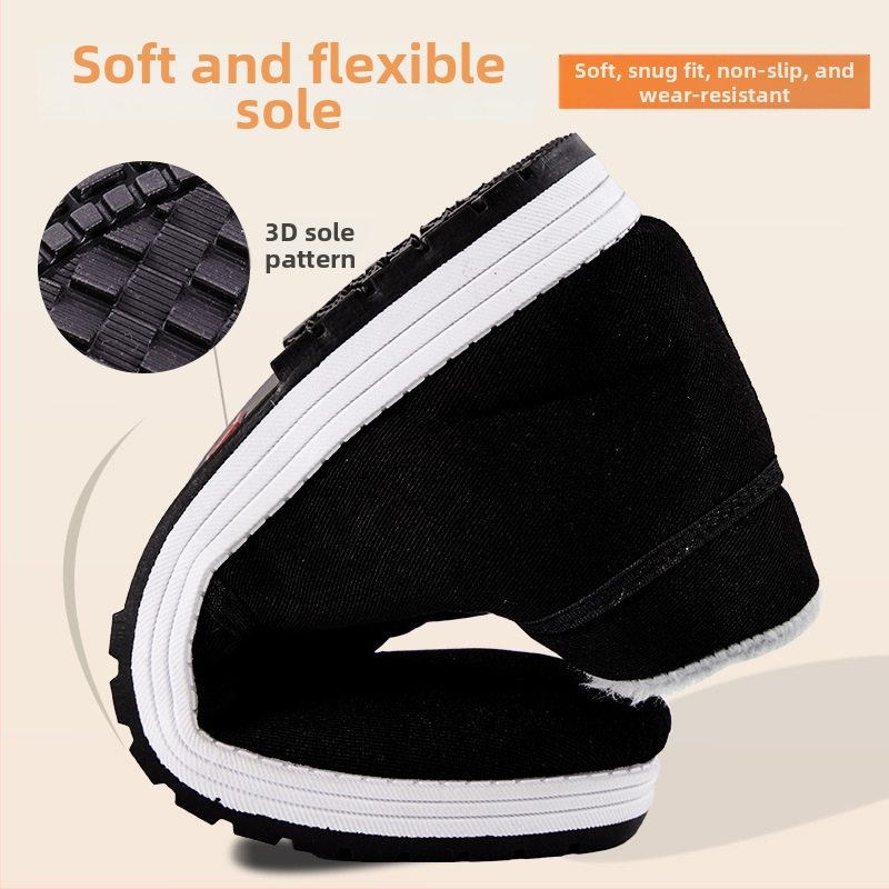 Domáce papuče z textilu v štýle Starého Pekingu, flísová výstelka, zimné teplé pánske domáce topánky, gumová podrážka, protišmykové