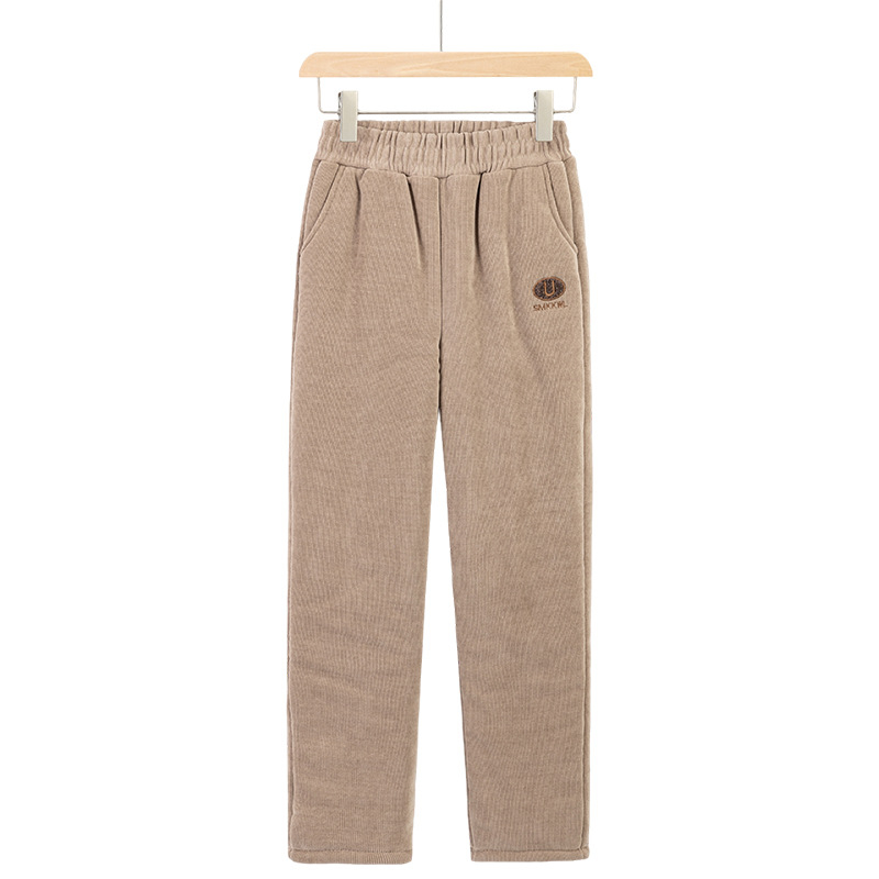 Női kordur nadrág, lazított szabás, fleece-betétes, őszi 2025, poliészter >95%, közepes vastagság