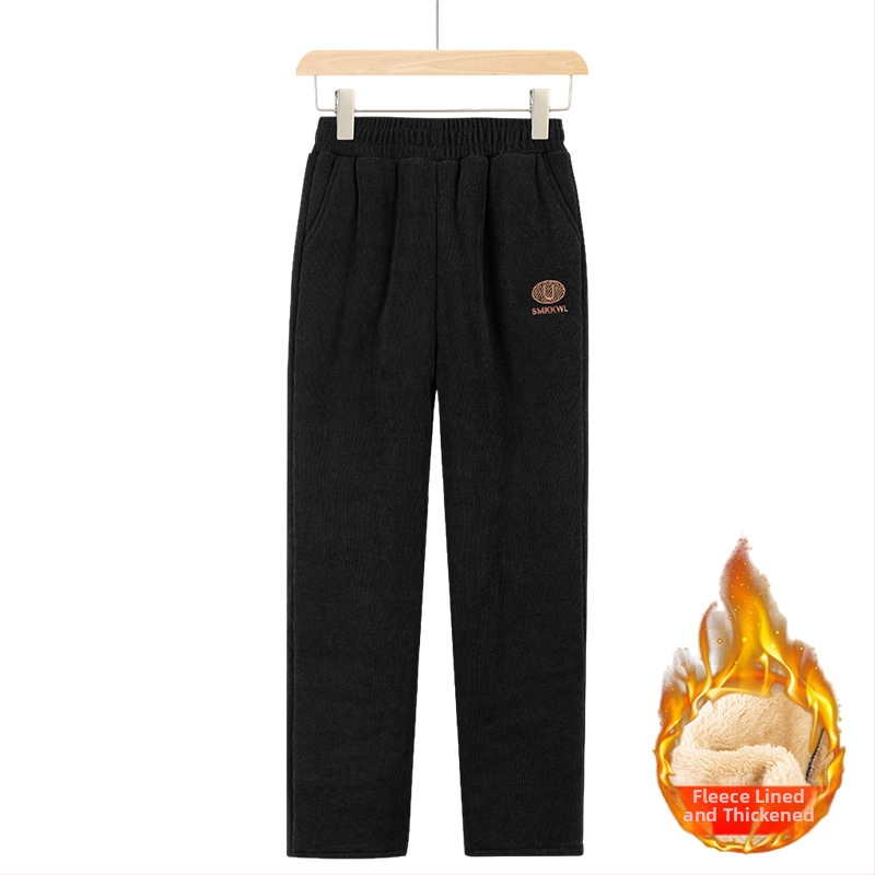 Női kordur nadrág, lazított szabás, fleece-betétes, őszi 2025, poliészter >95%, közepes vastagság