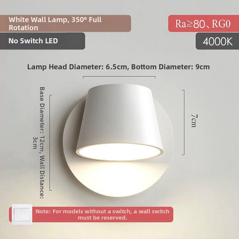 Λαμπτήρας τοίχου, μοντέρνο μινιμαλιστικό στυλ, LED φως, ακρυλική σκιά, διακόπτης ελέγχου