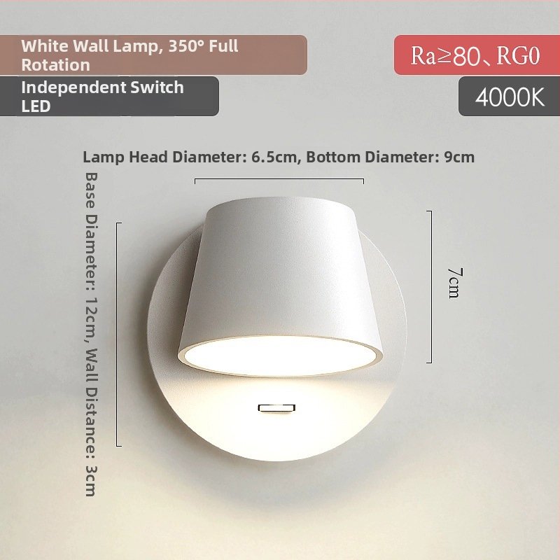 Λαμπτήρας τοίχου, μοντέρνο μινιμαλιστικό στυλ, LED φως, ακρυλική σκιά, διακόπτης ελέγχου