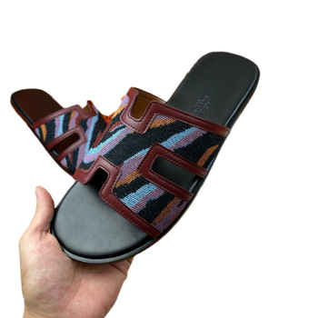 Слайд-сандали за мъже, канвас горна част, гумена подметка, закриване с лепило