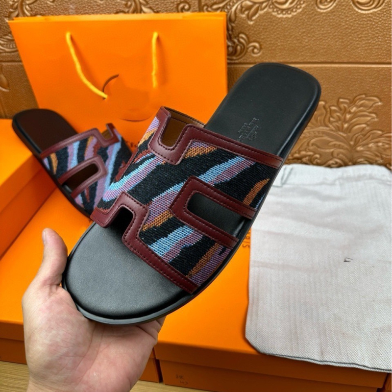 Слайд-сандали за мъже, канвас горна част, гумена подметка, закриване с лепило