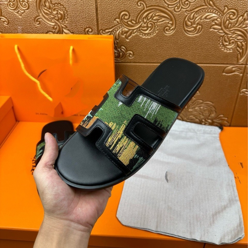 Слайд-сандали за мъже, канвас горна част, гумена подметка, закриване с лепило