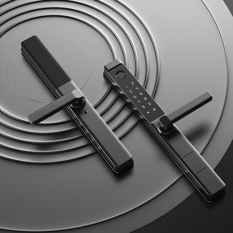 Delroy F9 Lacăt inteligent pentru uși glisante cu amprentă — construcție din aluminiu, stocare 50 amprente, peste 100000 de deblocări, scanare 0,1 s, alimentare DC