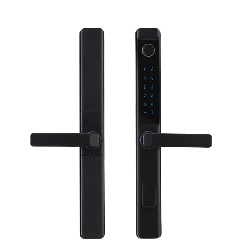 Delroy F9 Lacăt inteligent pentru uși glisante cu amprentă — construcție din aluminiu, stocare 50 amprente, peste 100000 de deblocări, scanare 0,1 s, alimentare DC