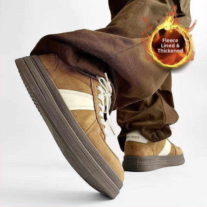 Casual χειμερινά παπούτσια για γυναίκες – με στρογγυλή μύτη, άνω μέρος από βαμβάκι, επένδυση από γούνινο κουνελιού, σόλα TPR